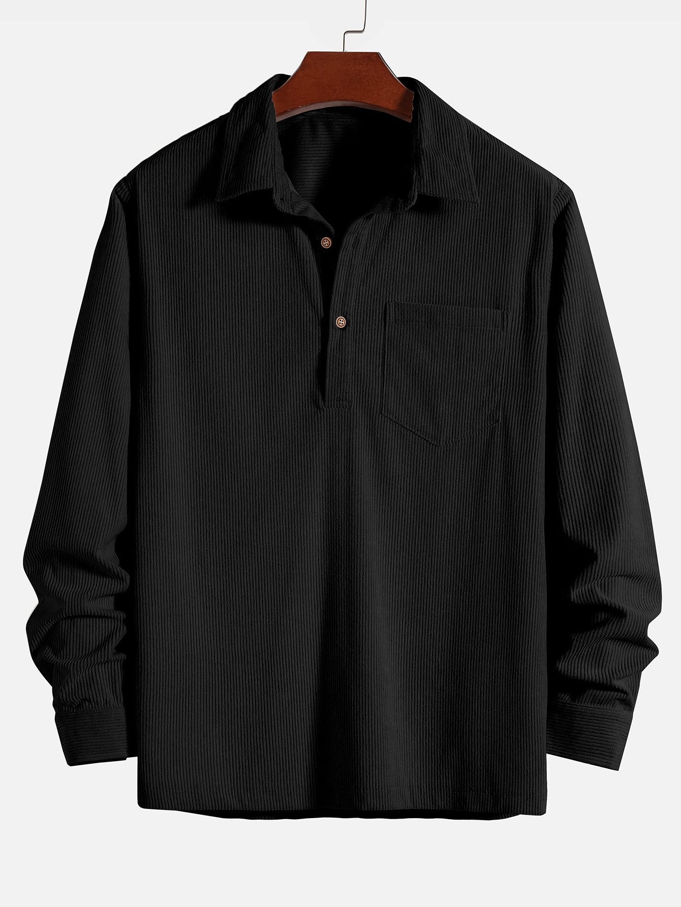 Long Sleeve Polo Collar Corduroy Shirt