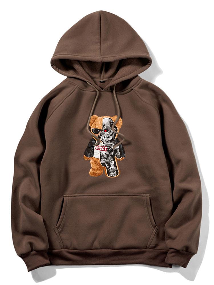 Robotic Bear Print Hoodie