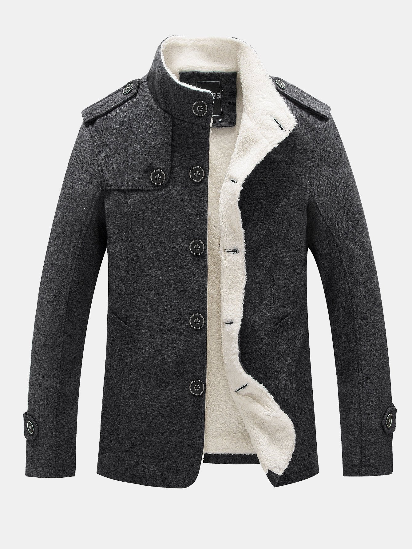 Teddy Lined Funnel Neck Wool Look Coat