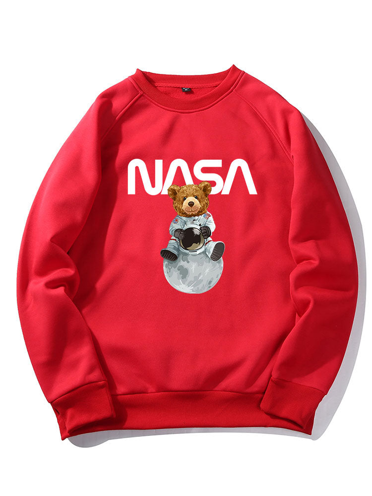 Nasa Bear Print Raglan Sleeves Sweatshirt