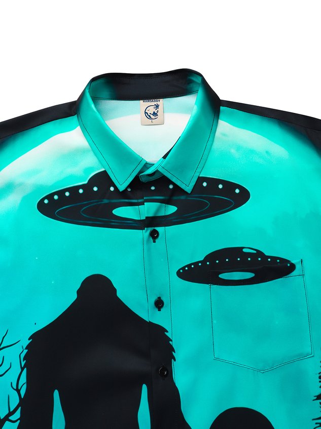 Bigfoot Alien Chest Pocket Short Sleeve Shirt