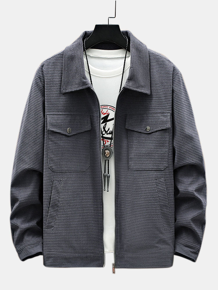 Crosscut Corduroy Zip Up Jacket