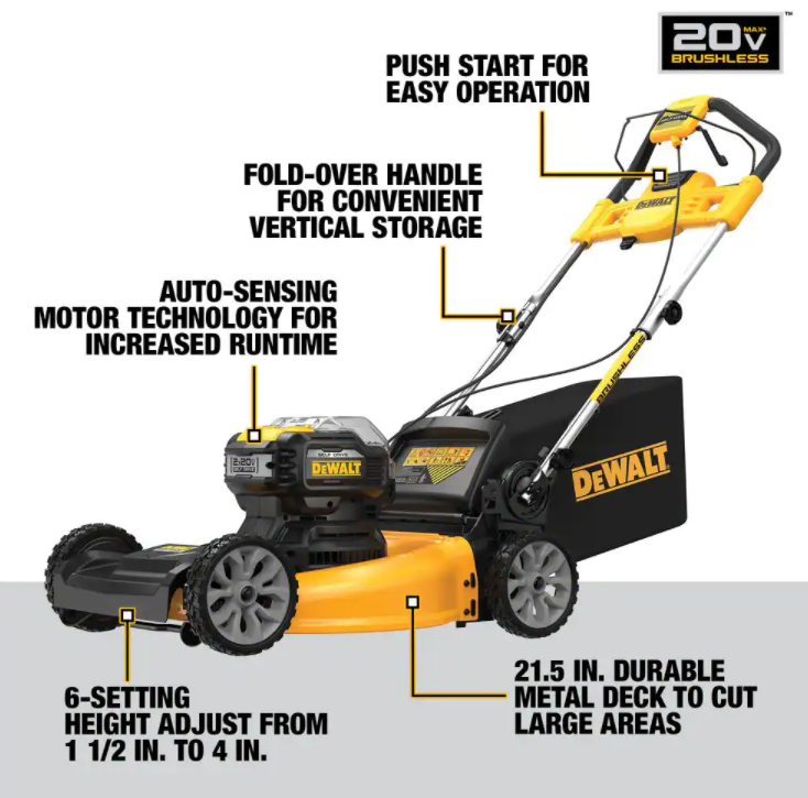 DEWALT 21.5 in. 20-Volt MAX Lithium-Ion Cordless Walking Behind Self-Propelled Mower
