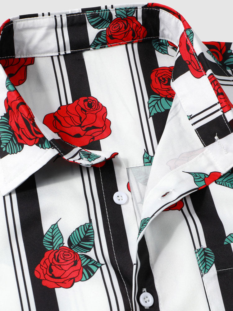 Rose Striped Print Shirt