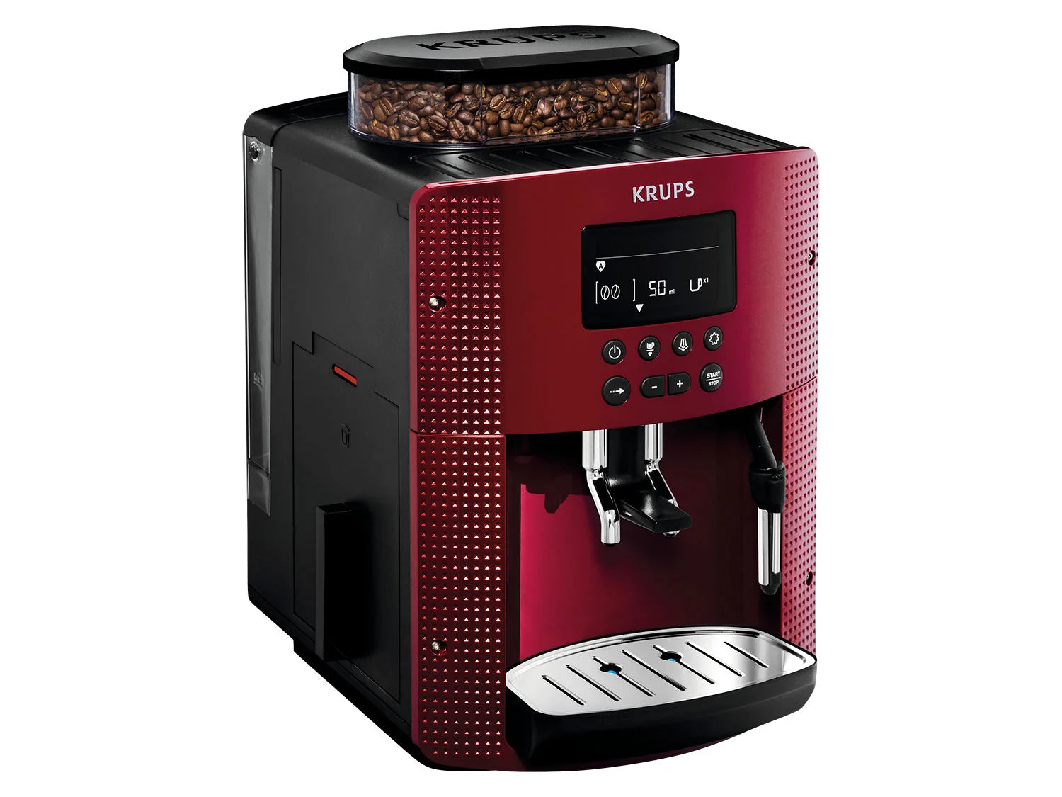 Krups coffee machine EA8155, compact design, red